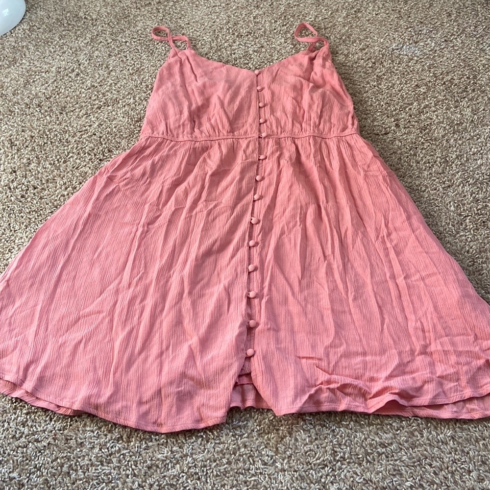 Pink button front sundress